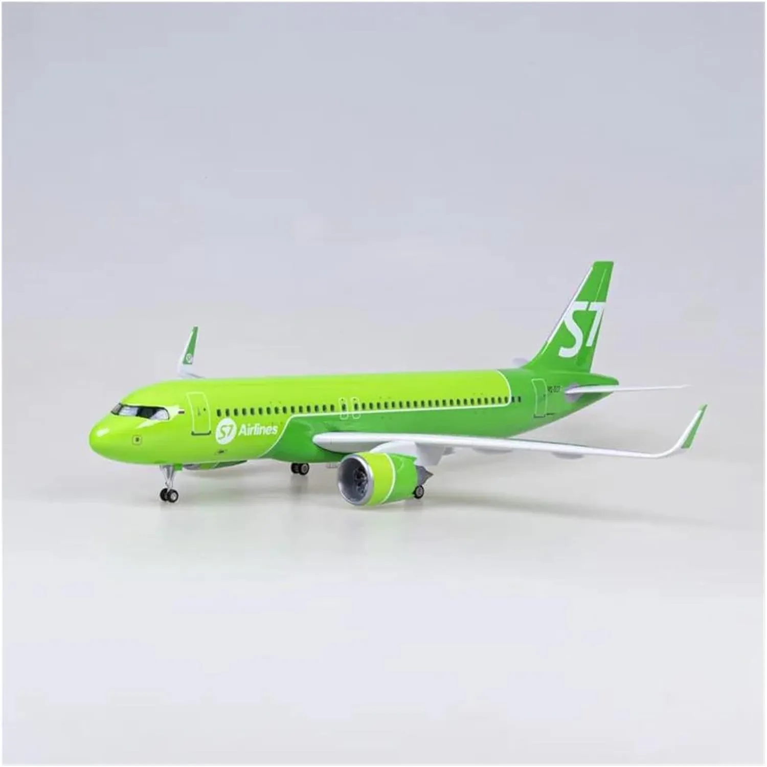 1 80 for NEO Siberia S7 A320 NEO Airlines Model Toy Collection Light with Wheel Landing Gear Miniatures Set(with Light)