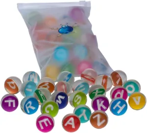 1 Set Bouncy Rubber Jumping Ball with English Letters Fun and Educational for Parties and Leisure Soft Odorless Letters Included
