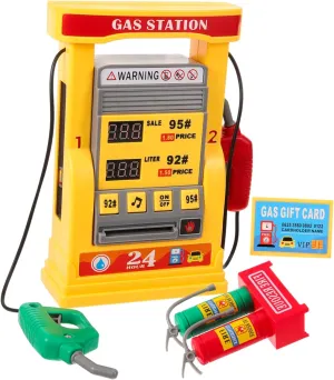 1 Set Multifunctional Gas Station Model Kit for DIY Educational with Intelligent Counting Voice Prompt and Self Service Dual Nozzle Design for Play and Learning