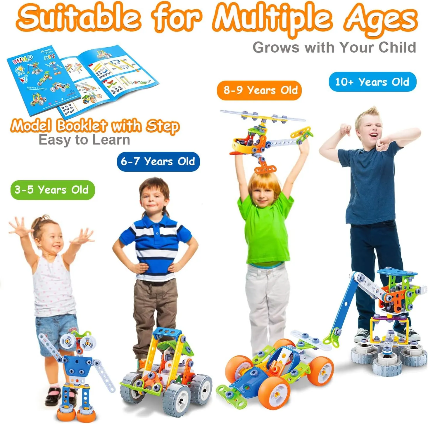 10 in 1 STEM Toys for 4 5 6 7 8  Year Old Boy Girl Birthday Gifts Building Toys for Kids Ages 4-8 5-7 6-8 Educational Stem Activities for Boys 4-6 8-10 Construction Creative Games Holiday Idea Gift