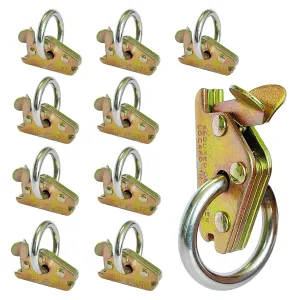 10-Pack Extra Heavy Duty E-Track O Ring Tie-Down Anchors, 1 1/2" Diameter Gold O-Rings - 2,000 lb Working Load Limit Steel E Track Accessories for Trucks, Trailers, Flatbeds, Motorcycle, ATV