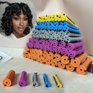 100pcs Perm Rods Set for Natural Hair Plastic Cold Wave Rods Hair Rollers for Long Short Hair Curling Rods Perms Rods for Women DIY Hairdressing Tools（Orange Purple Gray Blue Yellow）