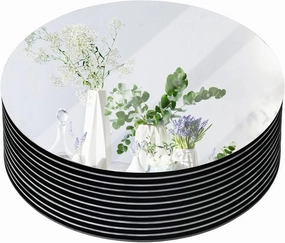 10" Round Mirrors for Centerpieces, Circle Mirror Centerpieces for Tables, Mirror Plates 2mm, Centerpieces & Wedding Decorations & Baby Shower Party & Christmas Decorations, 12pack