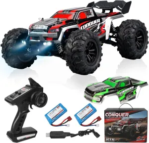 1:16 Scale All-Terrain RC Car for Adults - 40 KM/H High Speed 4WD Off-Road Remote Control Truck with 2 Rechargeable Batteries, 2.4GHz Electric Toy Vehicle Gift for Teens and 14 