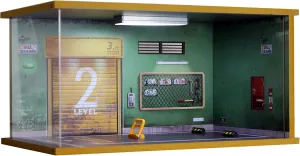 1/18 Scale Model Car Display Case - 1:18 Car Garage Display Case with Clear Acrylic Cover and LED Lighting for Die-Cast Cars (1 Parking Green Wall-Left)