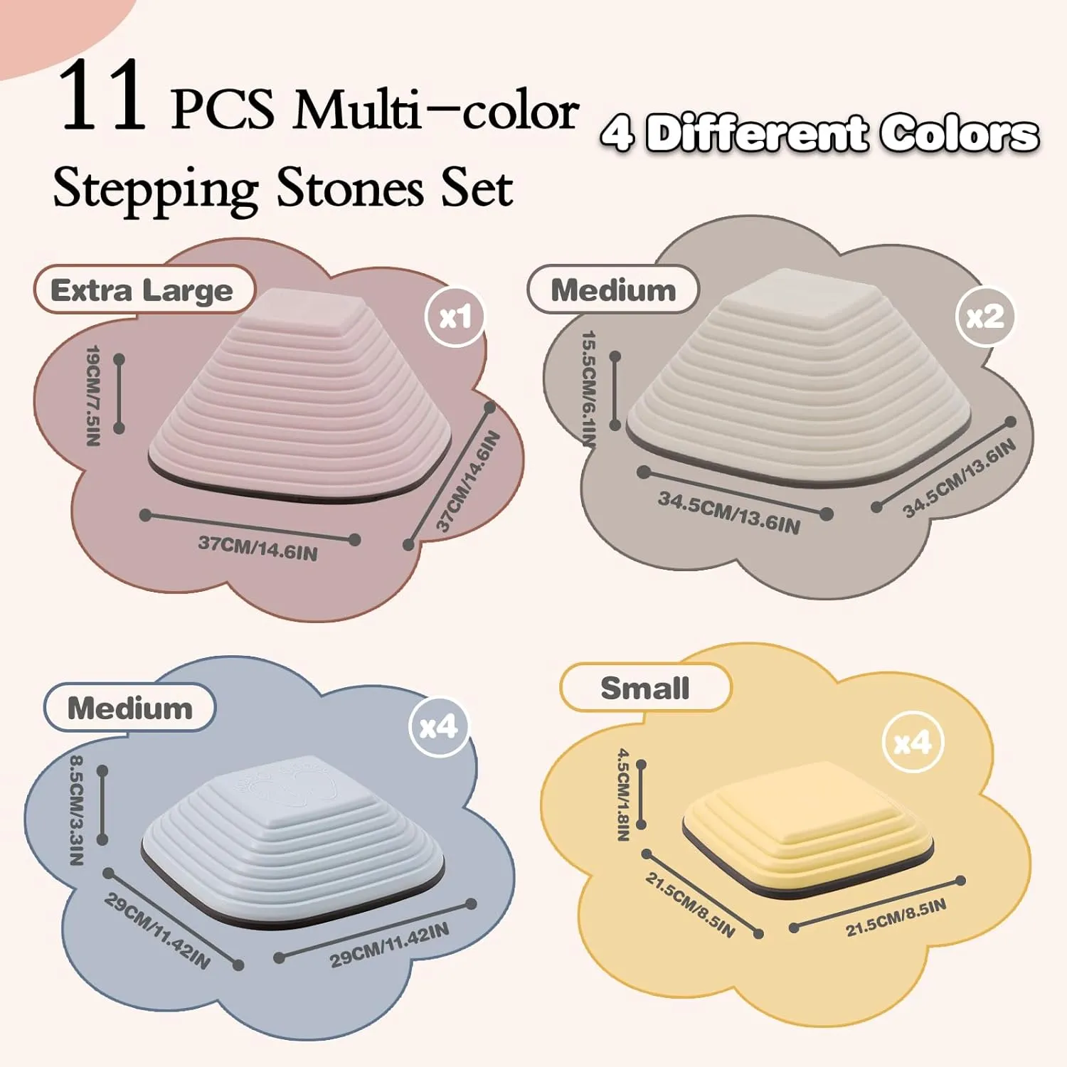 11PCS Stepping Stones For Kids,Durable Non-Slip Balance Stones For Toddlers,Indoor & Outdoor Obstacle Course Toys,Develops Balance & Gross Motor Skills,Gifts for Girls Boys