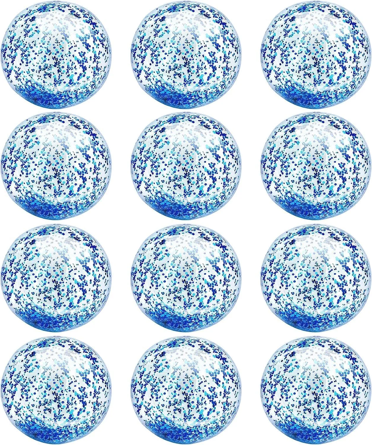 12 Pack Inflatable Beach Balls Bulk 16" Glitters Pool Toys Balls for Pool, Beach, Summer Pool Party - Swimming Pool Game Water Beach Toys Kid Party Favor Decorations Summer Blow Up Beach Ball