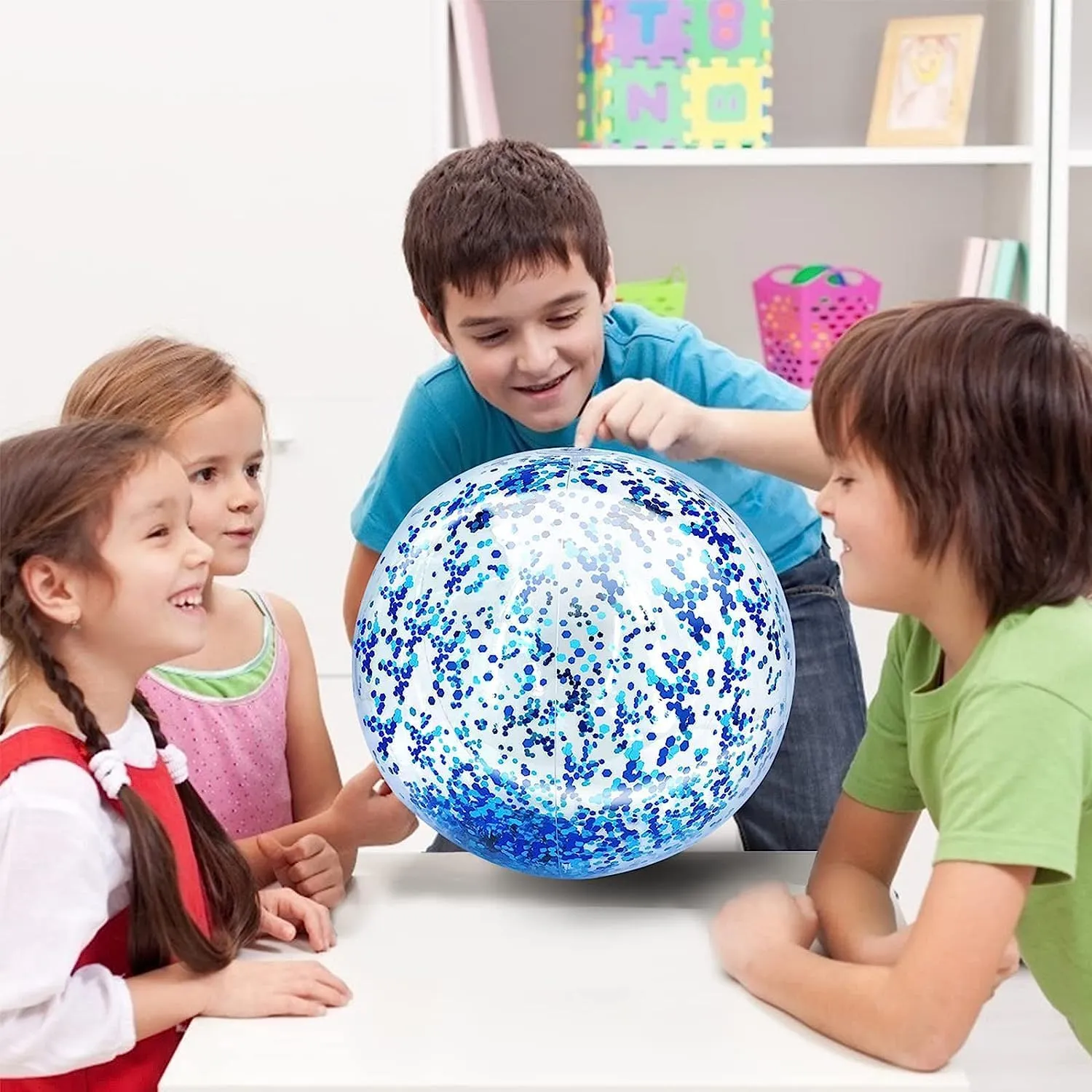 12 Pack Inflatable Beach Balls Bulk 16" Glitters Pool Toys Balls for Pool, Beach, Summer Pool Party - Swimming Pool Game Water Beach Toys Kid Party Favor Decorations Summer Blow Up Beach Ball