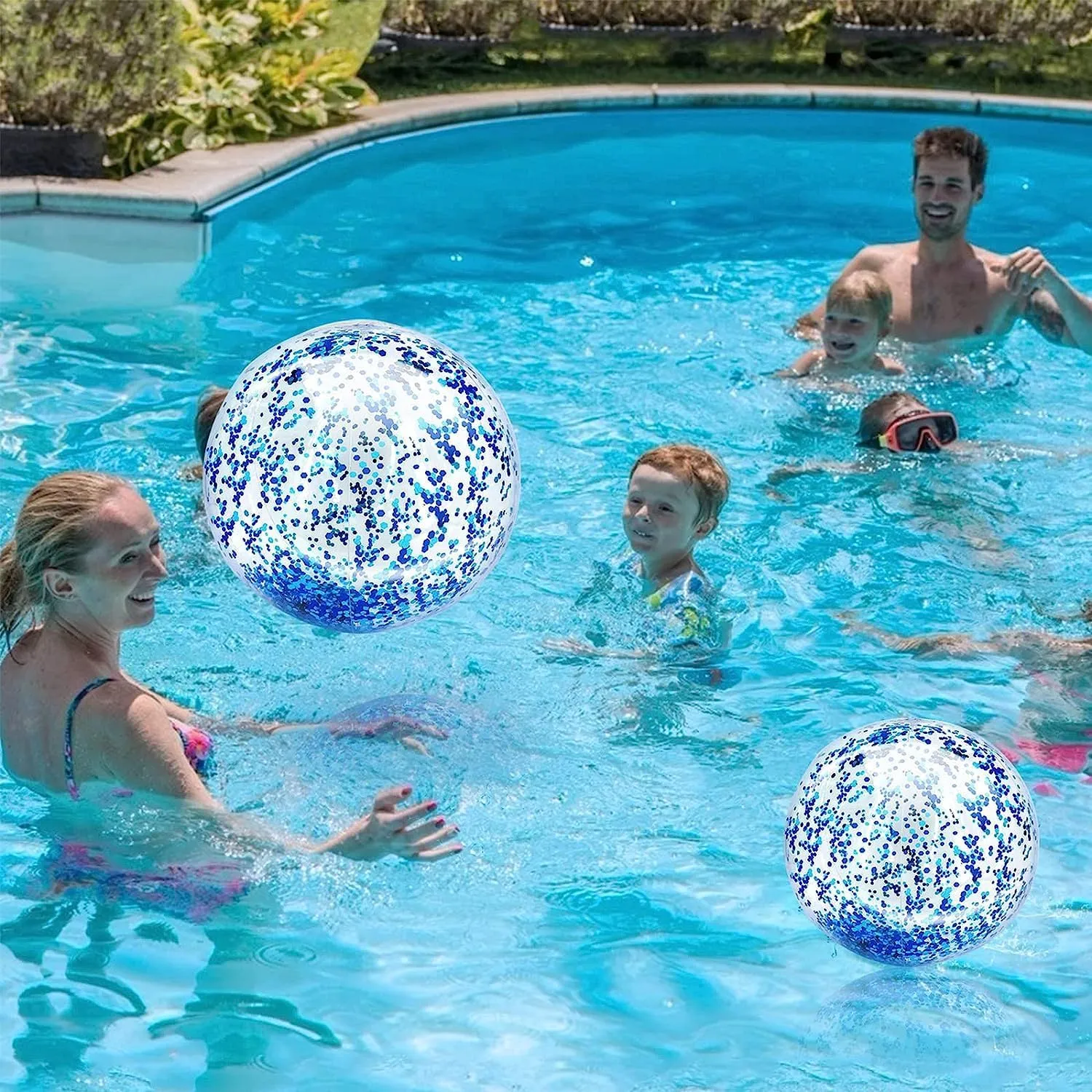12 Pack Inflatable Beach Balls Bulk 16" Glitters Pool Toys Balls for Pool, Beach, Summer Pool Party - Swimming Pool Game Water Beach Toys Kid Party Favor Decorations Summer Blow Up Beach Ball