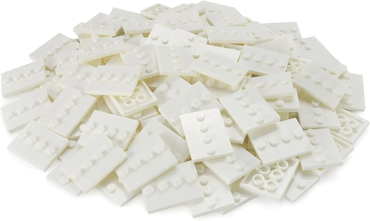 120pcs Plates Parts White Tile Modified 3x4 with 4 Studs in Center Compatible with Figure Display Base Collector Pack Set 88646