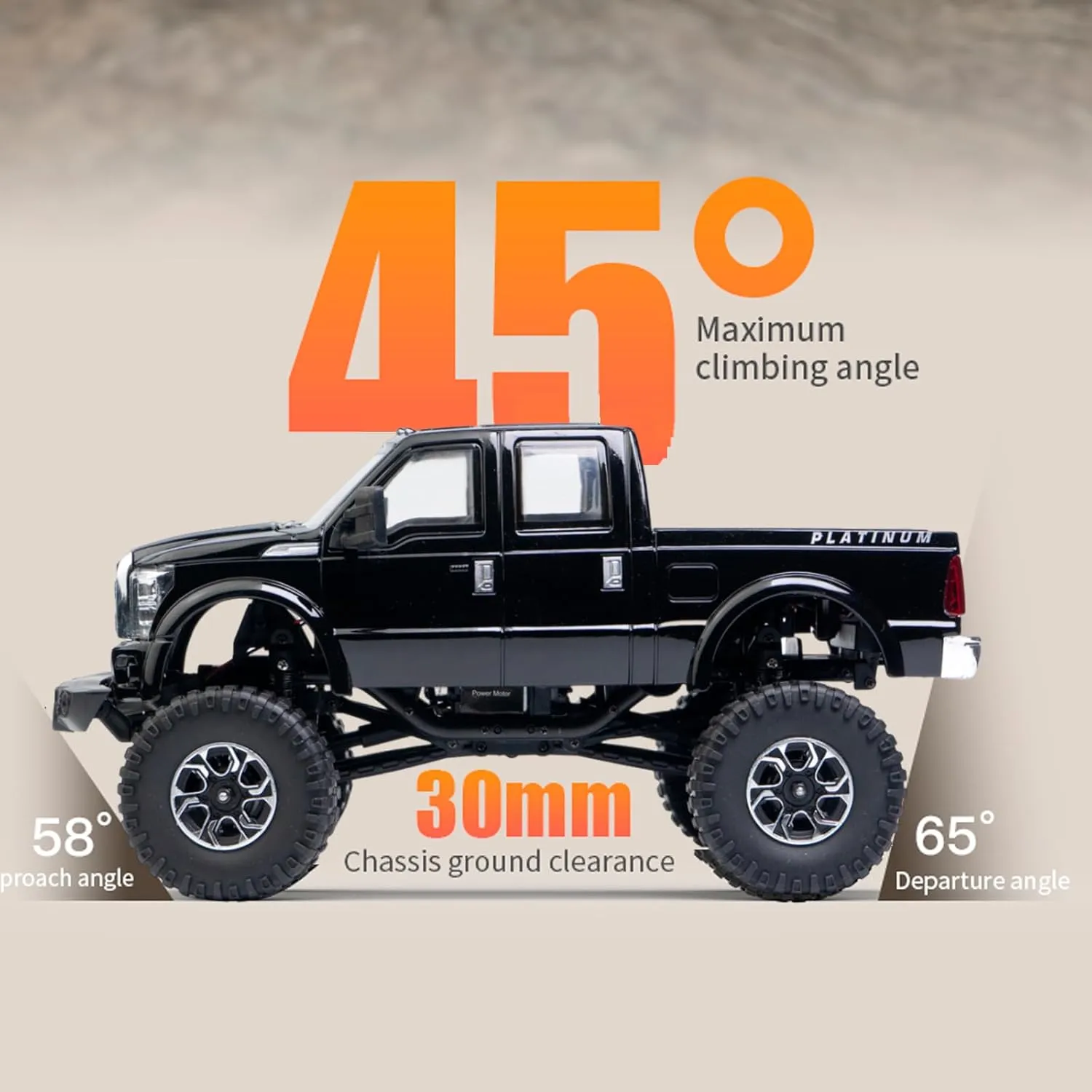 1/24 4WD F350 Remote Control Crawler RTR Full Scale Simulation RC Off-Road Truck Vehicle Model, 2.4Ghz with LED Lights (Silvery)