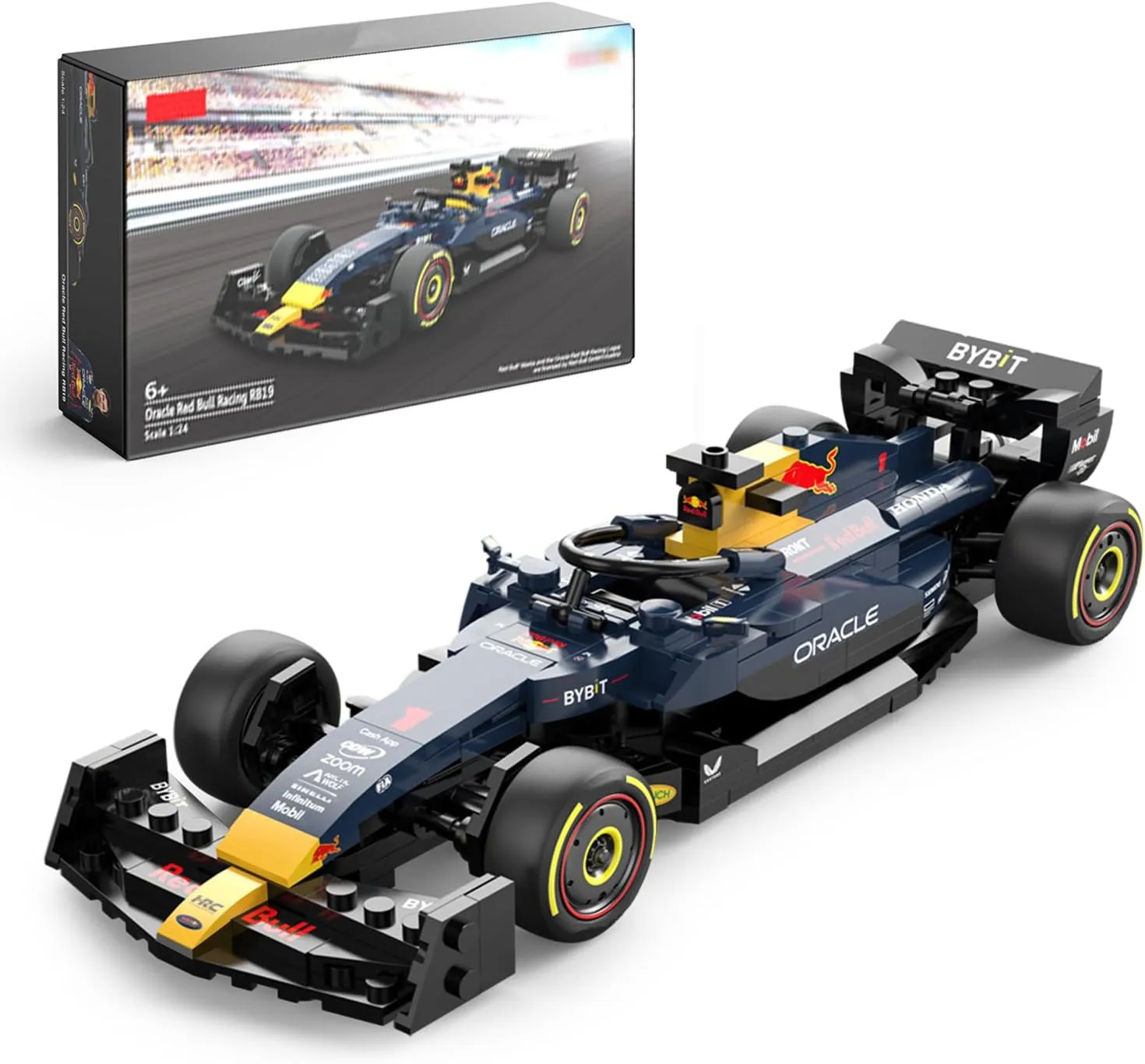 1:24 RedBull F1 RB19 Race Car Model Building Kits, Formula 1 Buildable Blocks Sets with 333 Pcs Bricks, Free Wheel, Cockpit, Collectibles Gifts Ideas for Boyfriend, Adults, Blue