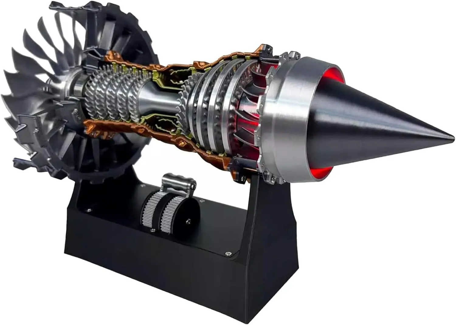 1/25 Simulation Aircraft Turbojet Engine Rotatable Model, Adjustable Speed TR900 Aircraft Turbojet Model with Light, DIY Educational Kit for Adults (Finished Product,Red)