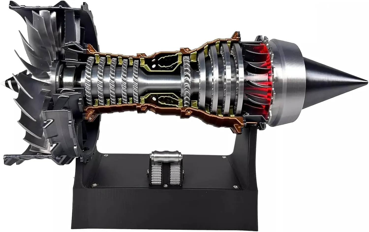 1/25 Simulation Aircraft Turbojet Engine Rotatable Model, Adjustable Speed TR900 Aircraft Turbojet Model with Light, DIY Educational Kit for Adults (Finished Product,Red)