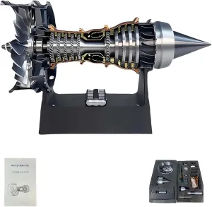 1/25 Simulation Aircraft Turbojet Engine Rotatable Model, Adjustable Speed Tr900 Turbofan Aircraft Turbojet Model Engine, DIY Assembly Gift for Adults (Assemble by Yourself)