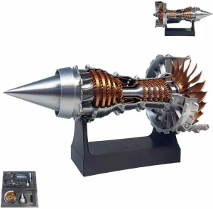 1/25 Simulation Aircraft Turbojet Engine Rotatable Model, Turbofan Engine Model, 28cm 3D Printed Science Education, Aviation Enthusiast Gift Desktop Decoration Collection Art(Self-Installed)