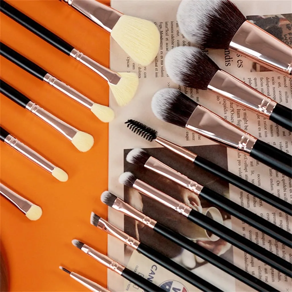 12pcs Makeup Brush Full Set Makeup Tool Set Black Gold Portable Soft Hair Makeup Brush