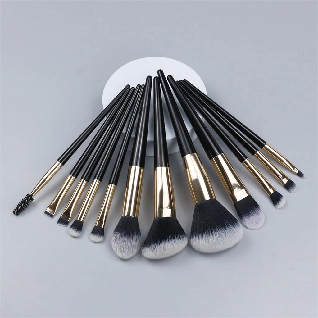 12pcs Makeup Brush Full Set Makeup Tool Set Black Gold Portable Soft Hair Makeup Brush