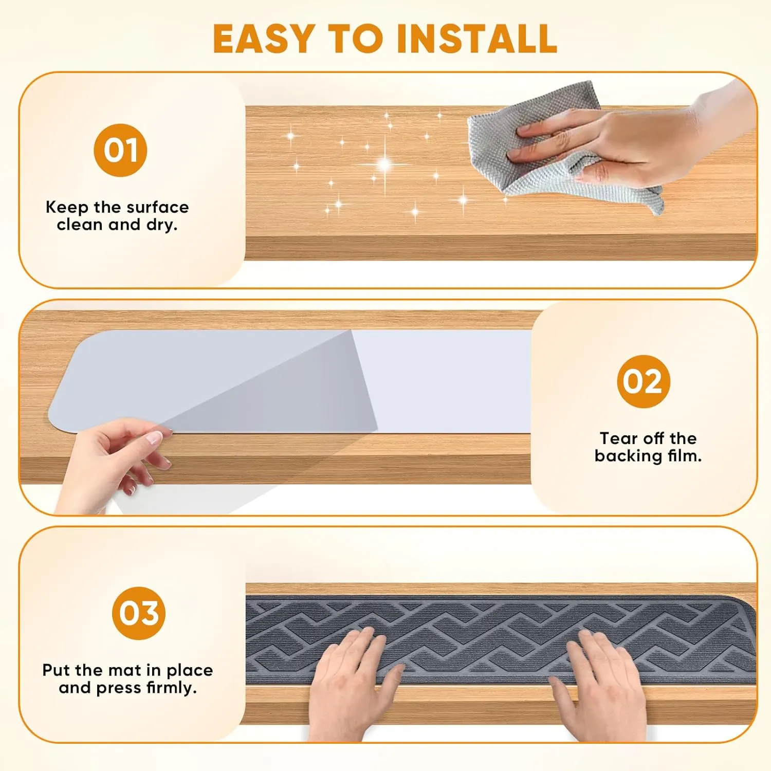 15 Pack 8 "X 30" Non Slip Stair Treads for Wooden Steps, Carpet Stair Treads Made of Polyester and Reusable Adhesive, Stair Runner Rugs for Kids, Elders and Pets (Gray)