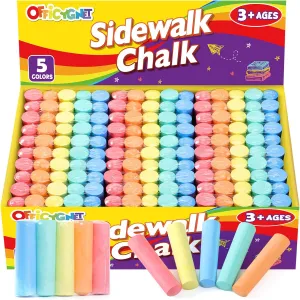 150 PCS Sidewalk Chalk for Kids, 30 Packs in 5 Colors, Giant Box Non-Toxic Jumbo Chalk Set for Toddler, Bulk Washable Chalks for Outdoor Toys and Games, Art Paint on Playground, Outside Play Supplies