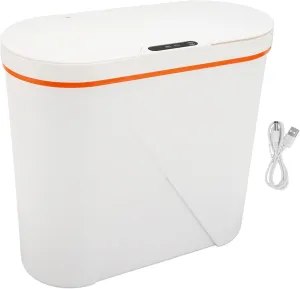 15L Automatic Trash Can Rechargeable Smart Minimalist Garbage Can with Essential Oil Diffuser for Bathroom Kitchen White, Smart trash can, Intelligent Rubbish Bin
