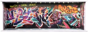1/64 Car Model Display Case with LED Lights for Hot Wheels,Matchbox Cars Diecast Alloy Small Truck Collectibles Storage Box-Graffiti Scenes Parking lot(KW384-E)