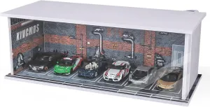1:64 Car Model Display Case with Lights for Hot Wheels,Matchbox Cars,Diecast Alloy Small Truck Collectibles Storage Box-Dilapidated Factory Scenes Parking Garage