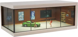 1:64 Car Model Display case with USB Lights, Storage for 1/64 Scale diecast Model Cars, Parking Garage Showcase and car Showroom Diorama (Brown)