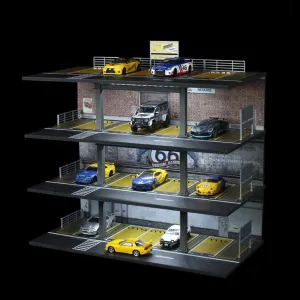 1/64 Scale Die-cast Model Car Display Case with LED Light, Organizer Compatible with Hot Wheels Parking Garage Dioramas with 20 Parking Spaces (Mix)