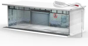 1/64 Scale Diecast Display Case for Hot Wheels Matchbox Cars, Toy Car Model Mini Garage with LED Light and Acrylic Cover, Stackable Parking Lot Diorama Storage for Collection Present