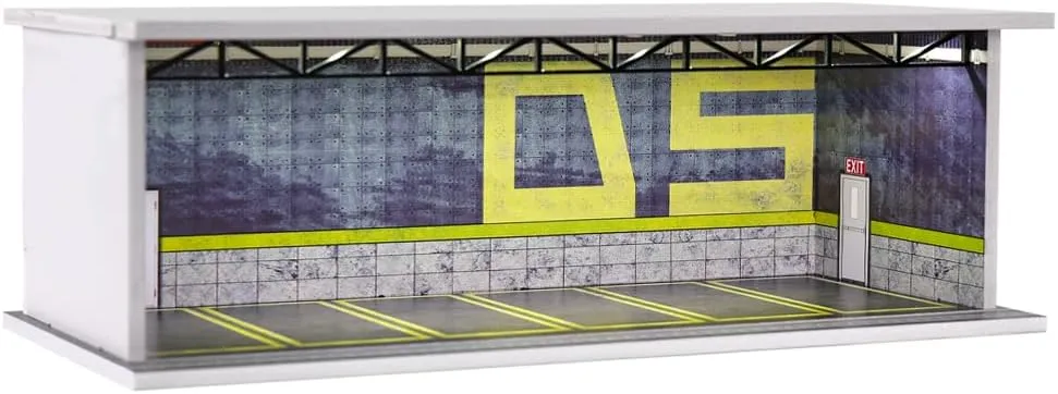 1/64 Scale Hot die-cast Wheels Model car scenarios Display case with LED Light and Acrylic Cover, Scenes Parking lot Diorama Storage Garage Box with 6 Parking Spaces (D5)