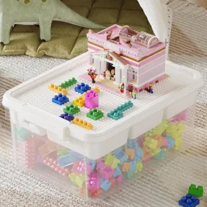 17QT Plastic Storage Boxes with Baseplate Lid, Stackable Bricks Storage Organizers and Storage Containers with Removable Tray, Clear Craft Storage Bins for Beads, Toys, Sewing