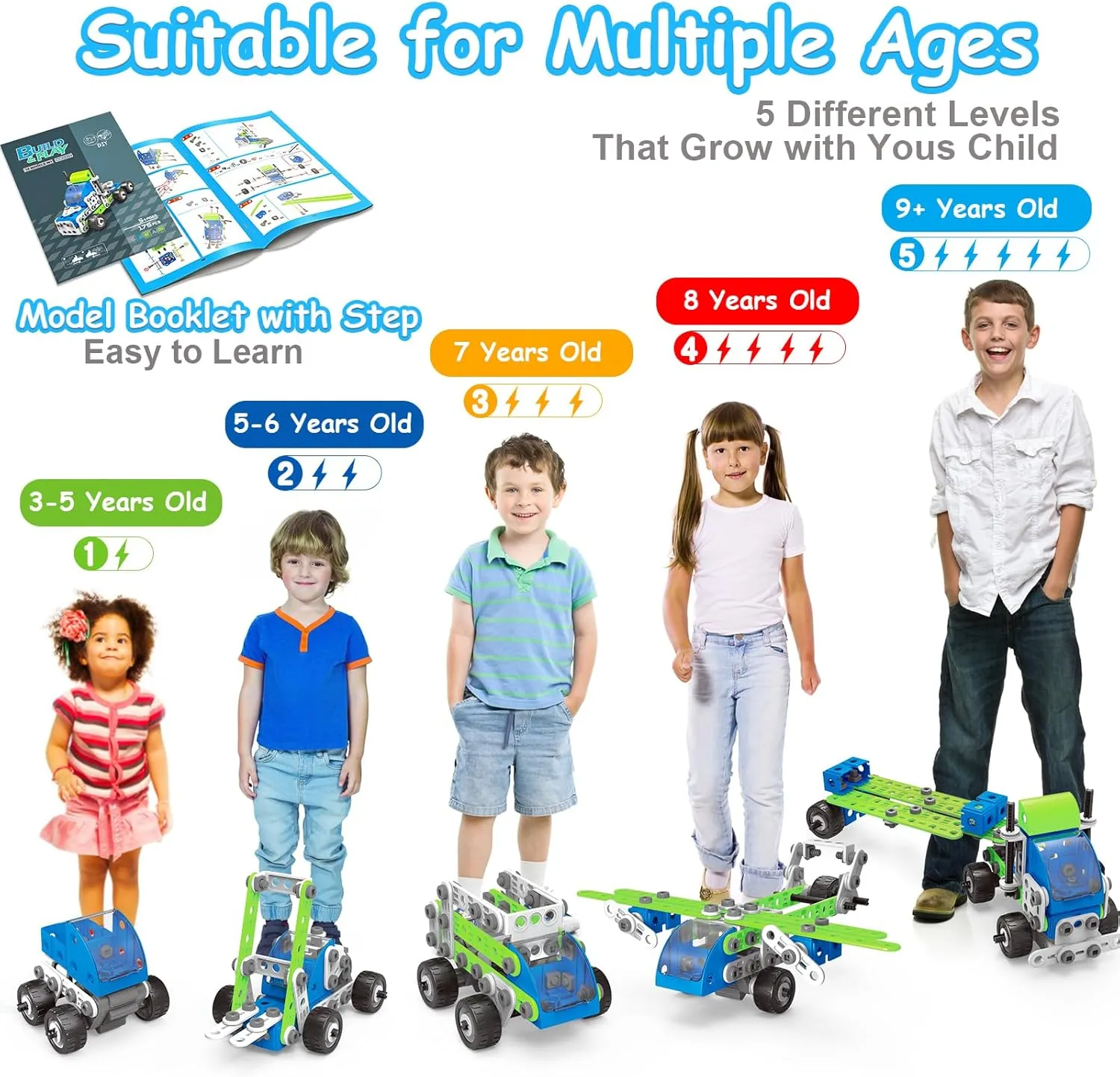 18 in 1 STEM Toys for 4 5 6 7 8  Year Old Boy Girl Birthday Gifts Educational Building Toys for Kids Ages 4-8 5-7 6-8 Build and Play Stem Activities Construction Toy for Boys 4-6 8-10 (Pull Back Cars)