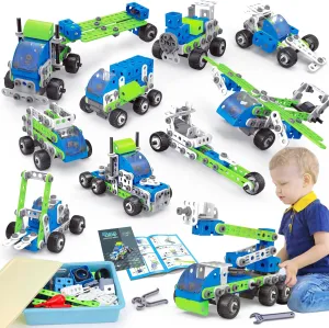 18 in 1 STEM Toys for 4 5 6 7 8  Year Old Boy Girl Birthday Gifts Educational Building Toys for Kids Ages 4-8 5-7 6-8 Build and Play Stem Activities Construction Toy for Boys 4-6 8-10 (Pull Back Cars)