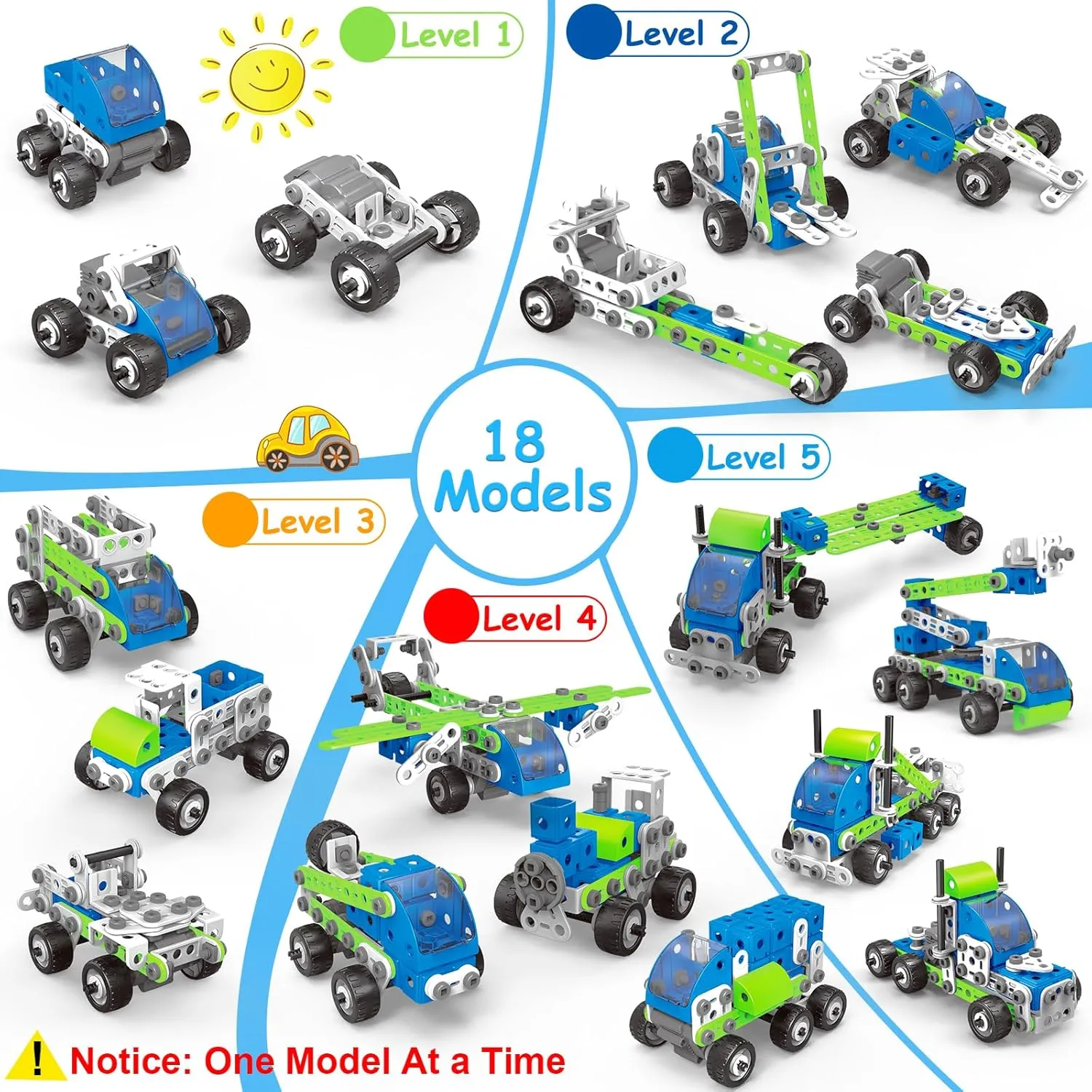 18 in 1 STEM Toys for 4 5 6 7 8  Year Old Boy Girl Birthday Gifts Educational Building Toys for Kids Ages 4-8 5-7 6-8 Build and Play Stem Activities Construction Toy for Boys 4-6 8-10 (Pull Back Cars)