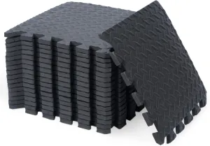 18Pcs Puzzle Exercise Mat 12''x12'' Interlocking EVA Soft Foam Floor Tiles Puzzle Rubber Tiles Protective Ground Surface Exercise EVA Foam Floor Padding with Border for Pool Home Fitness Garage