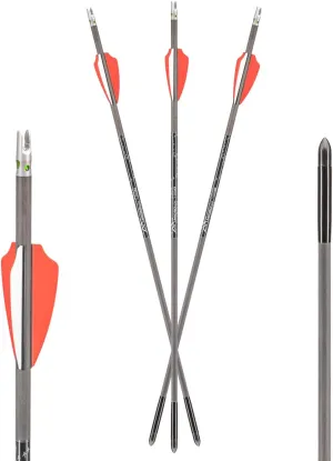 19" Bolt Combo Pack with Lit Nocks for The AX440 Crossbow - Contains (3) .166 Micro Diameter Bolts and (3) Super Bright LED Green Lighted Nocks, Black, (AX10004)