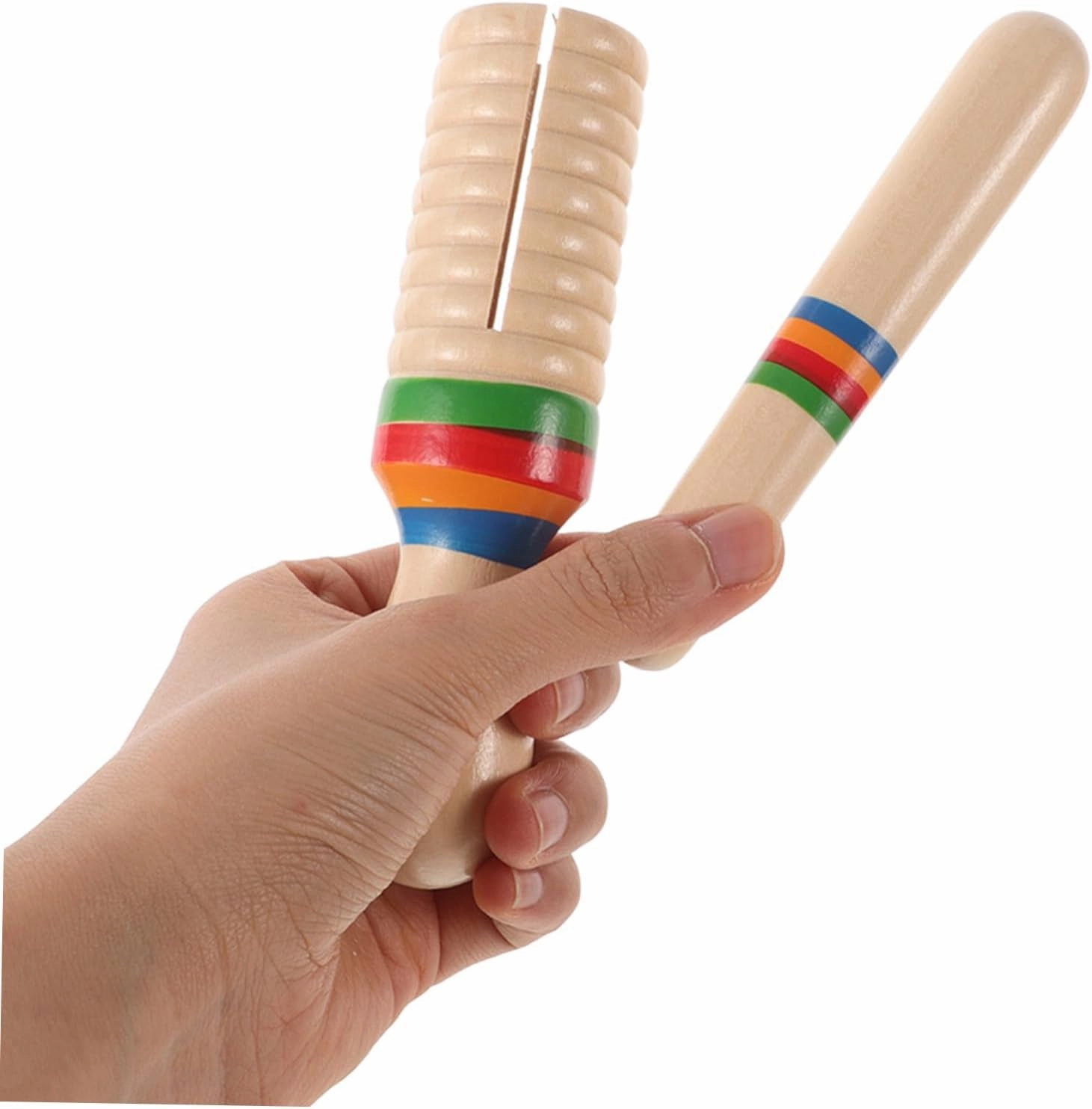 1 Set Wooden Music Instrument Sound Tube Educational Single Threaded Ring Percussion with Mallet Safe Burlywood Design for Rhythm Learning and Creative Play
