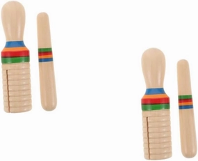 1 Set Wooden Music Instrument Sound Tube Educational Single Threaded Ring Percussion with Mallet Safe Burlywood Design for Rhythm Learning and Creative Play