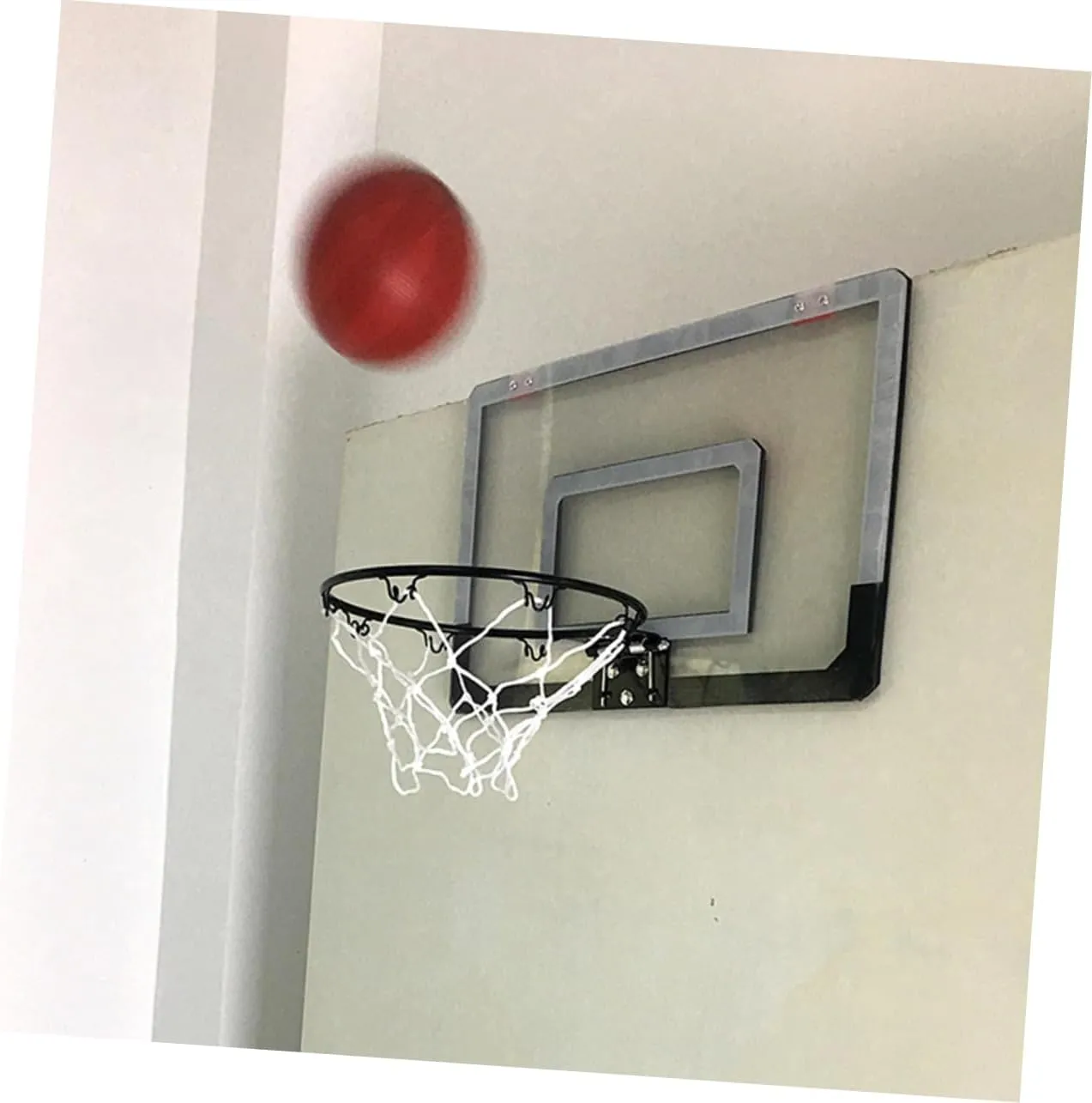 1pc Mini Transparent Door Hanging Basketball Board No Punching Required Easy Assembly Indoor Basketball for Home Office Sturdy Material Creative Fun for All Ages