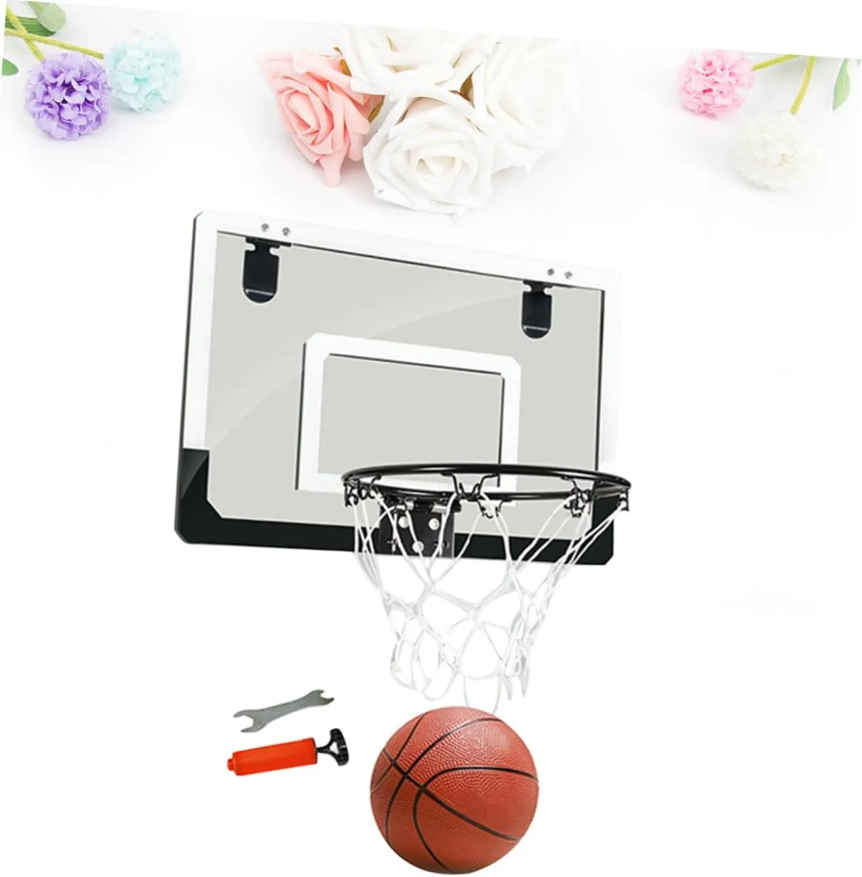 1pc Mini Transparent Door Hanging Basketball Board No Punching Required Easy Assembly Indoor Basketball for Home Office Sturdy Material Creative Fun for All Ages