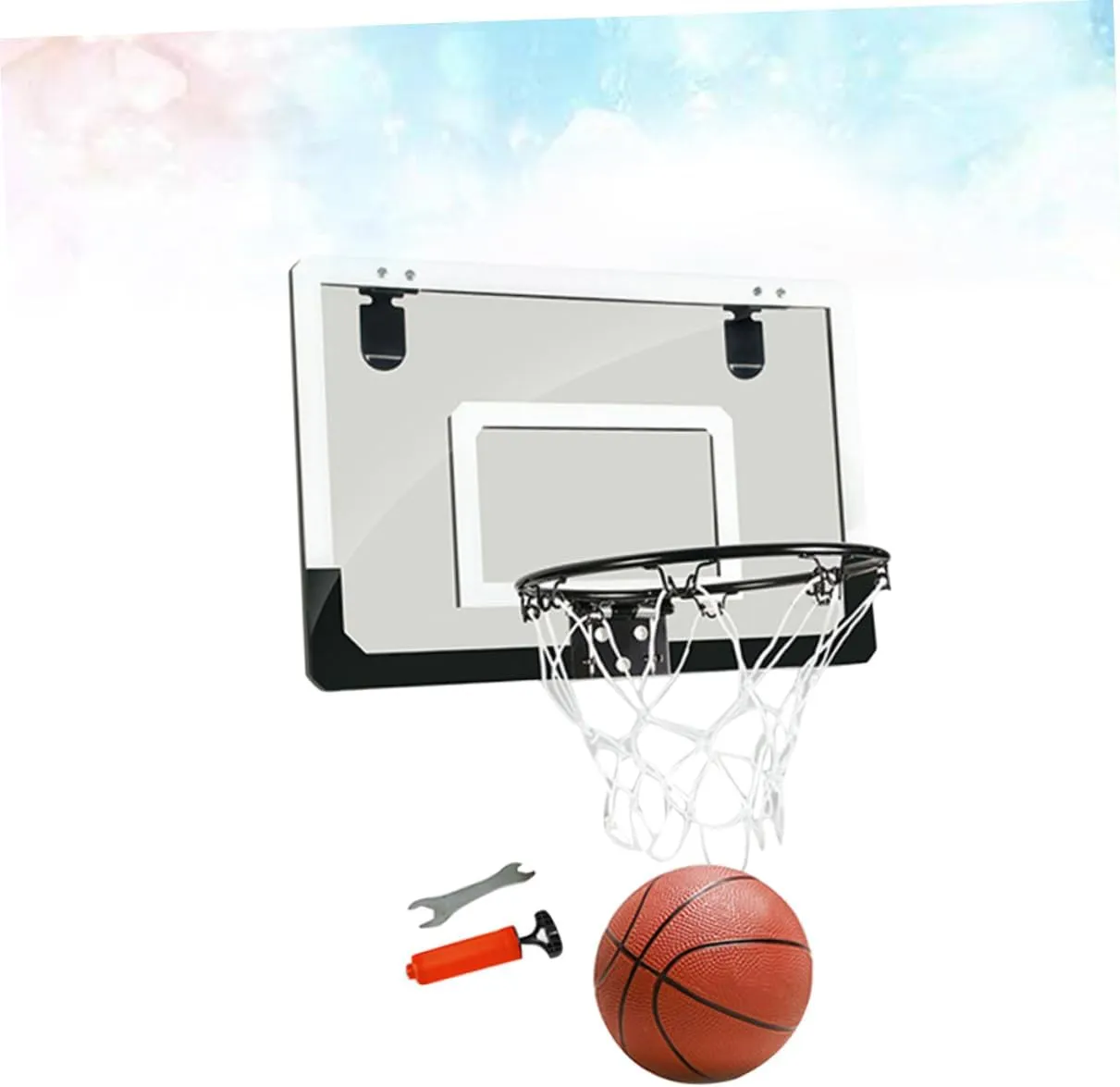 1pc Mini Transparent Door Hanging Basketball Board No Punching Required Easy Assembly Indoor Basketball for Home Office Sturdy Material Creative Fun for All Ages