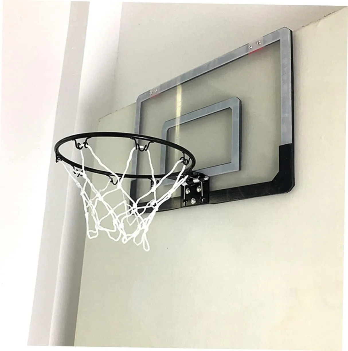 1pc Mini Transparent Door Hanging Basketball Board No Punching Required Easy Assembly Indoor Basketball for Home Office Sturdy Material Creative Fun for All Ages