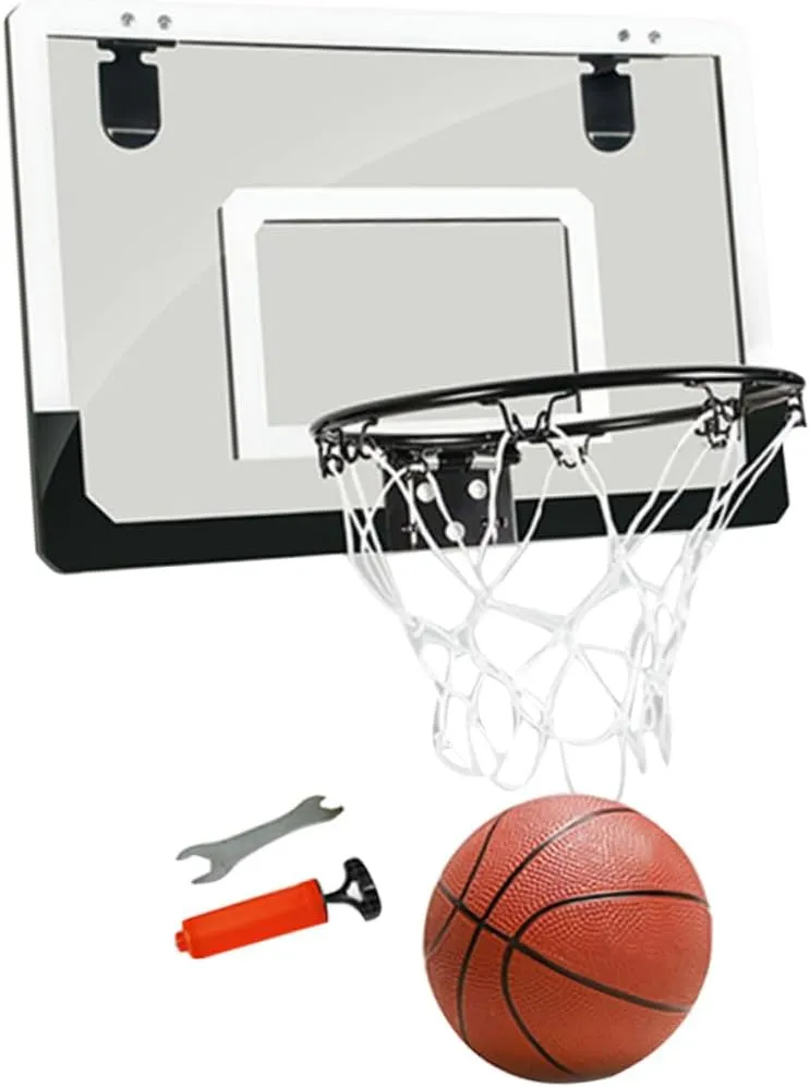 1pc Mini Transparent Door Hanging Basketball Board No Punching Required Easy Assembly Indoor Basketball for Home Office Sturdy Material Creative Fun for All Ages