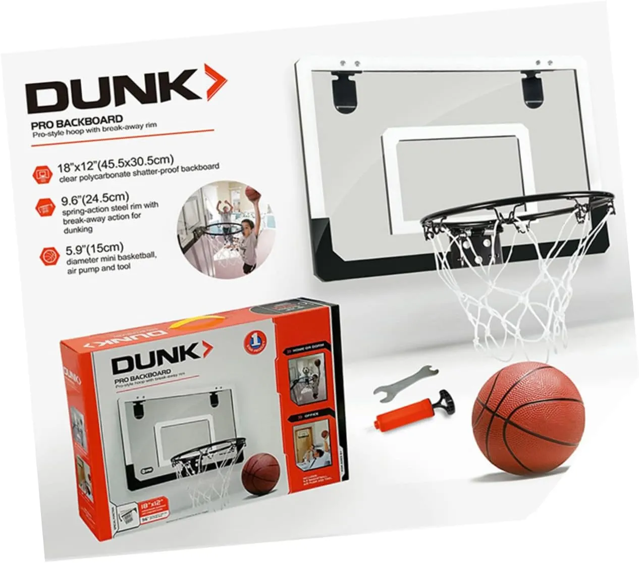 1pc Mini Transparent Door Hanging Basketball Board No Punching Required Easy Assembly Indoor Basketball for Home Office Sturdy Material Creative Fun for All Ages