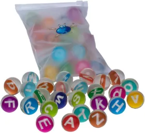 1Set English Letters Pattern Rubber Bouncy Balls Funny for Parties Educational Activities
