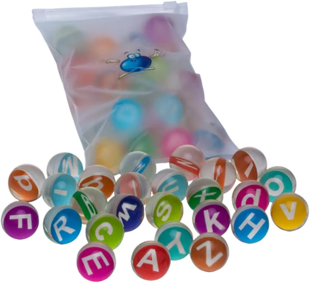 1Set English Letters Pattern Rubber Bouncy Balls Funny for Parties Educational Activities
