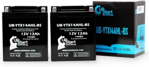 2-Pack UB-YTX14AHL-BS Battery Replacement for 1993 Gilera RC 600C 600 CC Motorcycle - Factory Activated, Maintenance Free, Motorcycle Battery - 12V, 12AH, UpStart Battery Brand