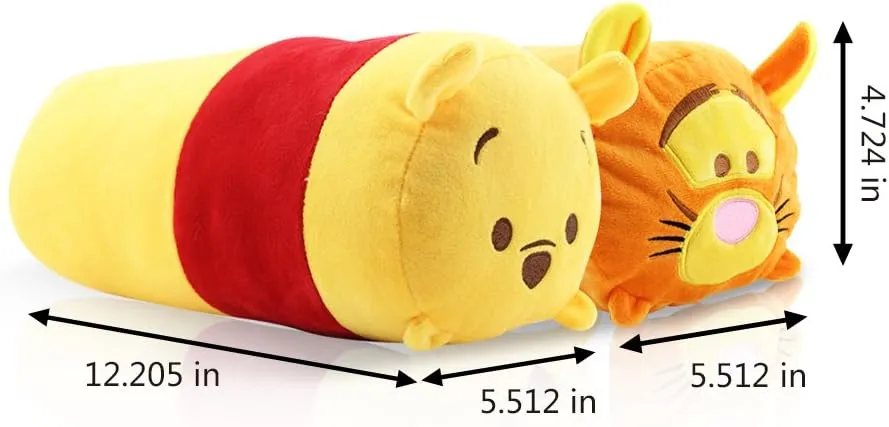 2 Pcs Set Pooh Bear and Friends Plush Travel Pillow Stackable Long Cushion for Long Flight car Ride Cruise