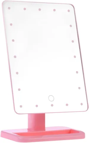 20 LED Lighted Touch Screen Makeup Mirror Portable Cosmetic Vanity Mirror with Rotation and Folding Design for Travel and Makeup Low